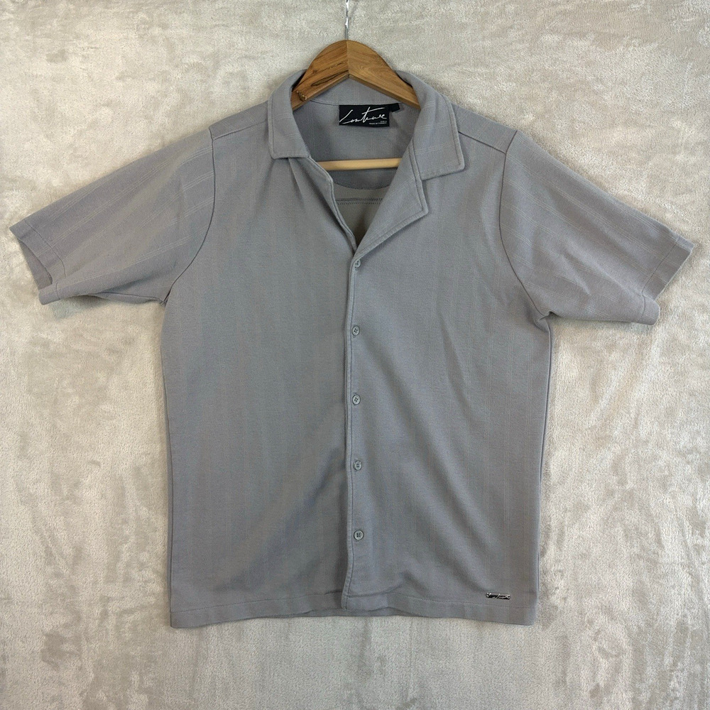 The Couture Club Fitted Striped Knit Camp Shirt Mens Small Minimalist Streetwear
